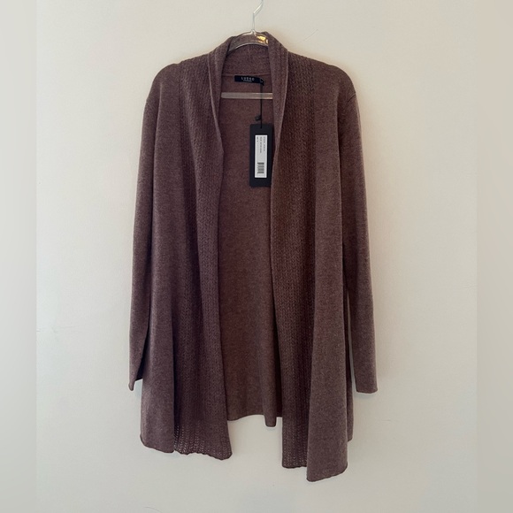 Lusso Cashmere Heather Caramel Business Casual Open Front Cardigan Size M NWT - Picture 1 of 5